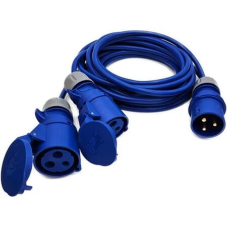 32A IP44 CEE Plug to 2 x 32 Amp Coupler Splitter Extension Cable