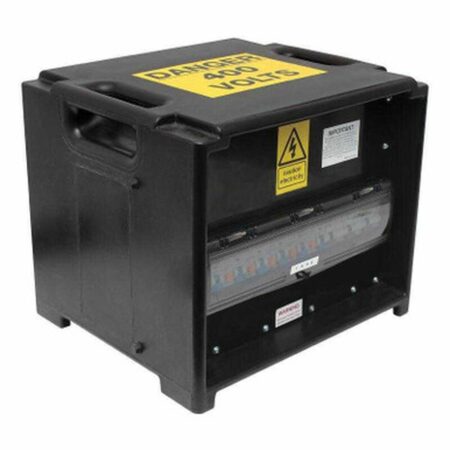 HDIUK - Merz A80BLK 63A 3-phase to 230 Volt Professional Distribution Console 6 x 16A 3 x 32A RCBO