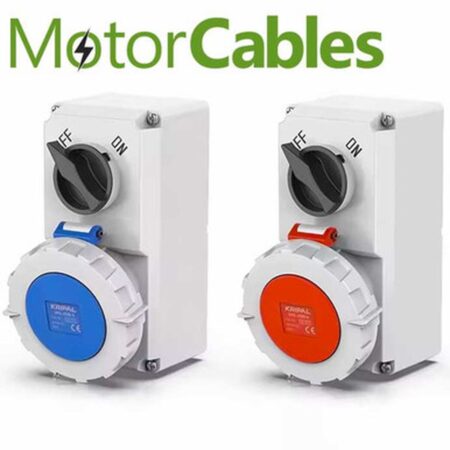 Locking Switched IP67 CEE Wall Mounted Power Socket