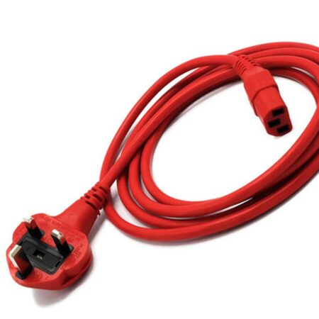 Red C13 Appliance Cable 2 Metres ASTA UK Made
