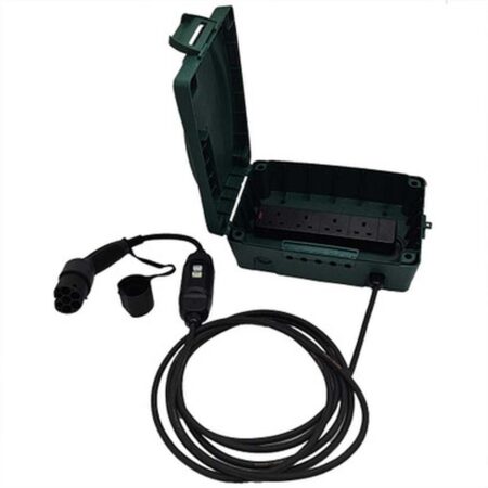 Type-2 EV Charger to Weatherproof 4-Gang Socket with RCD – Outdoor Power Supply for Christmas Lights & Garden Equipment