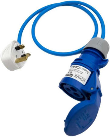 UK Plug to 16 Amp Blue Commando 230v Coupler