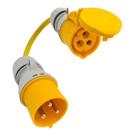 110V Yellow 32A CEE Plug to 16 amp Connector 0.3m