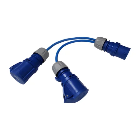 16 Amp 230v 2-Way Splitter Plug to Two Socket Connectors