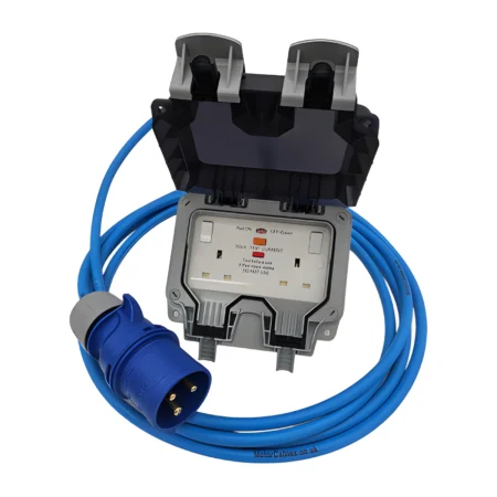 16A CEE Plug to Twin 13A RCD Switched Sockets
