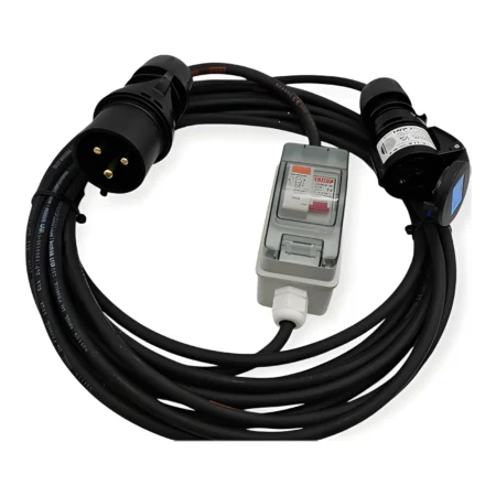 230 Volt 32A to 16A Cable, In-line RCBO RCD MCB Protection
