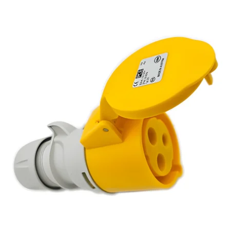 32A 110V 3p Connector Coupler Socket Yellow 223-4