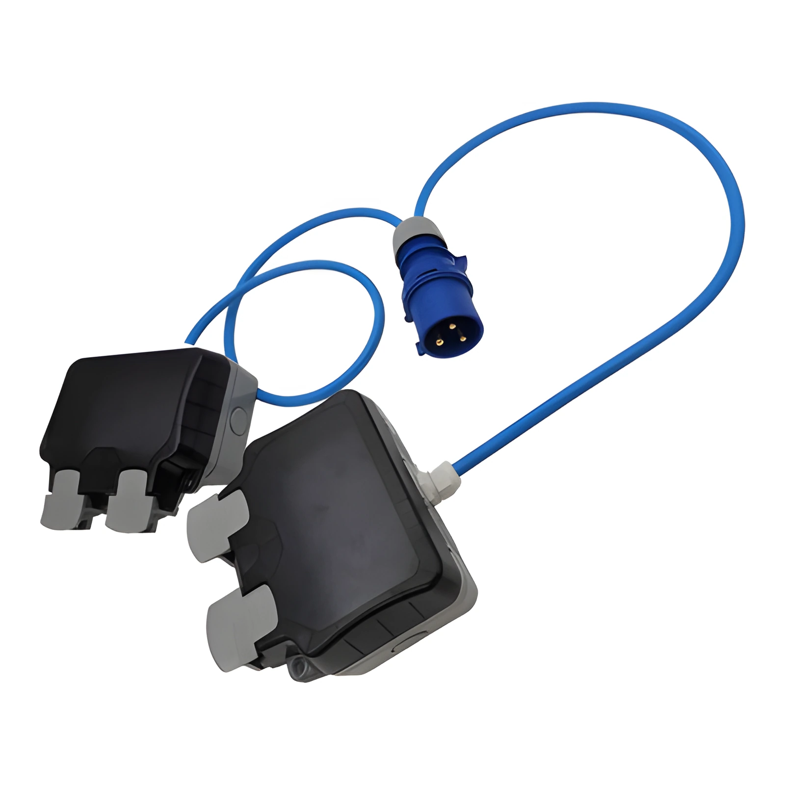 32A CEE Plug Power Splitter – Twin IP66 UK Sockets