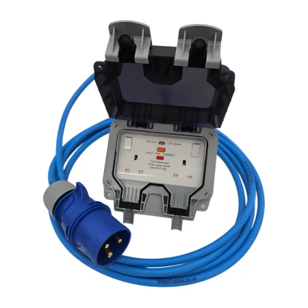 16A CEE Plug to Twin 13A RCD Switched Sockets