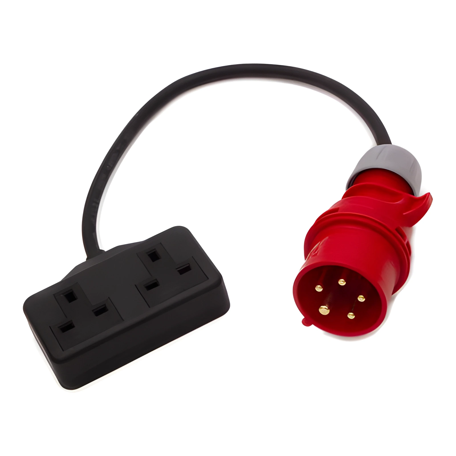 400V 3-Phase 5-Pin CEE Plug to 230V (Red 400V Plug to Heavy Duty Twin UK Sockets)