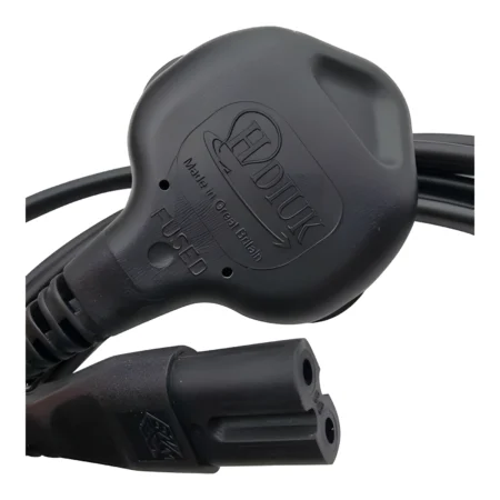 5 Metres Black Figure 8 C7 Mains Power Cord 2 pin Moulded ASTA Plug