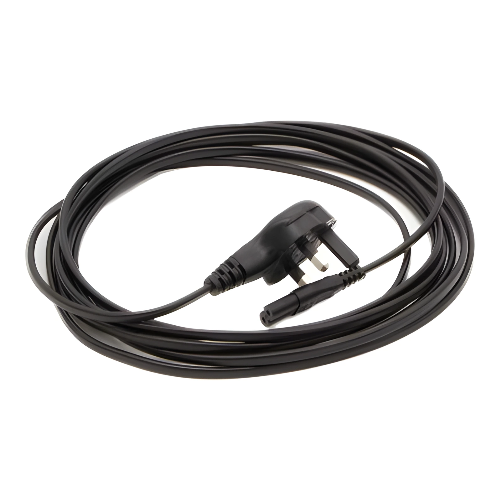5 Metres Black Figure 8 C7 Mains Power Cord 2 pin Moulded ASTA Plug