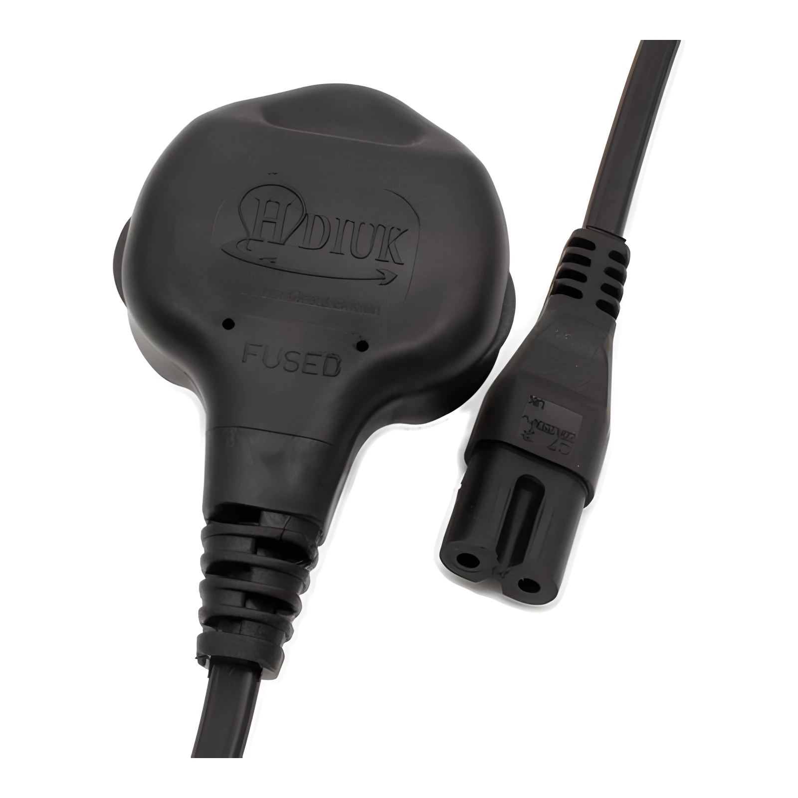5 Metres Black Figure 8 C7 Mains Power Cord 2 pin Moulded ASTA Plug