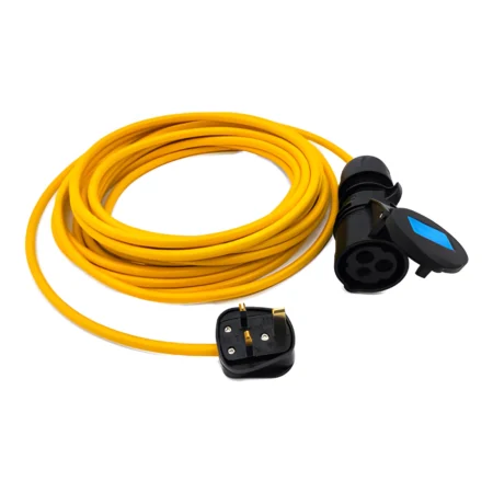 Black/Yellow 230 Volt UK Plug to 16A CEE Coupler Hookup Auxiliary Power Cable