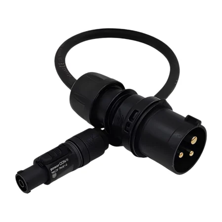 CEE 16A Black Plug to PowerCon True1-S Connector Converter