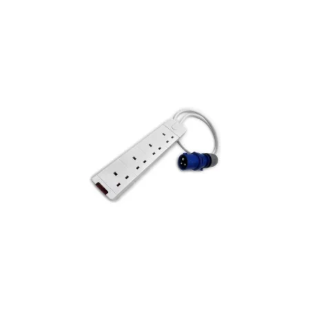 CEE 16A IP44 AC Plug to 4 Gang 13A Mains Sockets