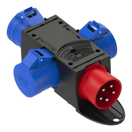 Distribution Box 3P 32A 5-Pin Plug to 230V 32A CEE Connectors x 3