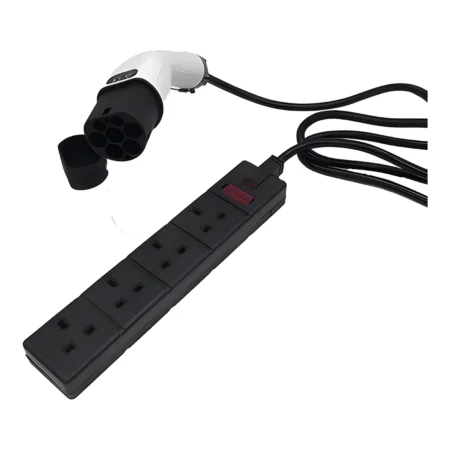 EV Type 2 Plug to 4-Gang UK Socket Power Converter