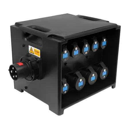 HDIUK - Merz A80BLK 63A 3-phase to 230 Volt Professional Distribution Console 6 x 16A 3 x 32A RCBO