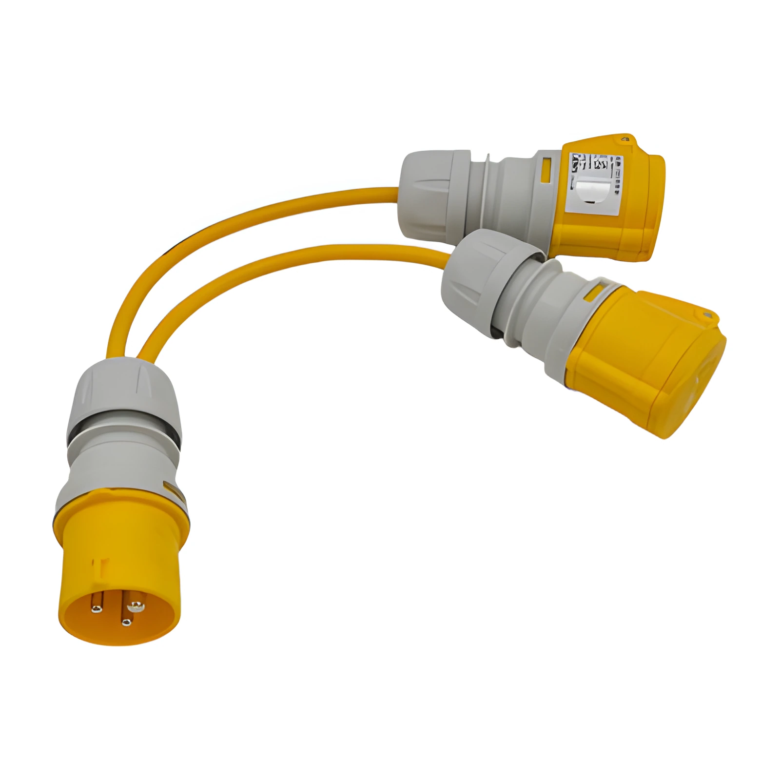 HDIUK 110V 16A Site Power Splitter, 16A Yellow CEE Plug to 2 x 16A CEE Sockets