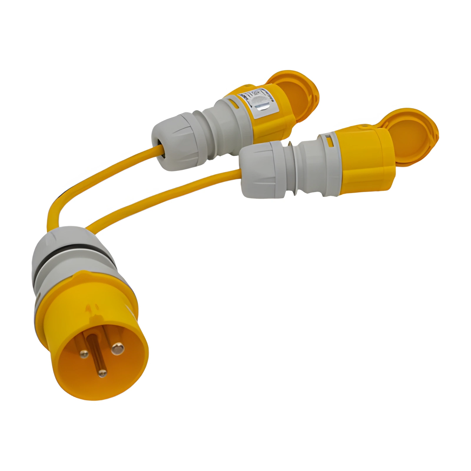 HDIUK 110V 16A Site Power Splitter, 16A Yellow CEE Plug to 2 x 16A CEE Sockets