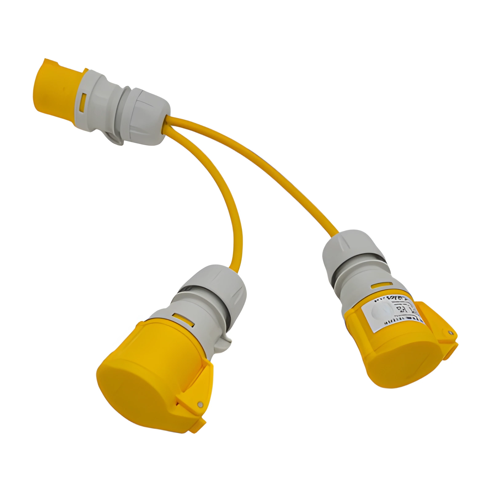 HDIUK 110V 16A Site Power Splitter, 16A Yellow CEE Plug to 2 x 16A CEE Sockets