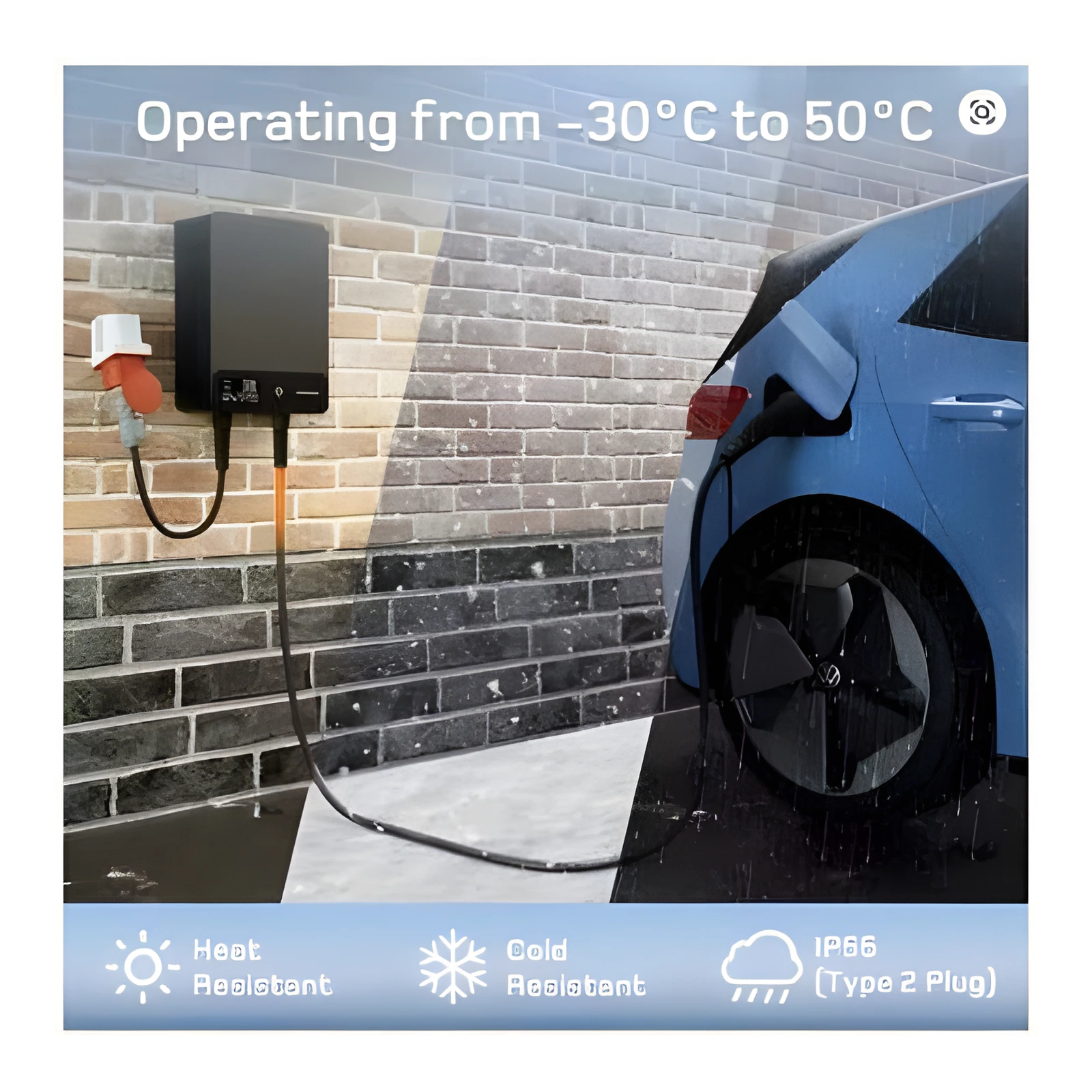 Teathered EV Charge Point Replacement Cable and Type 2 Socket