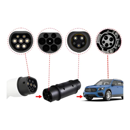 Type 2 to Type 1 In-line Eco-Charge Adapter. Converts a Type 2 Outlet to Charge a Type 1 EV