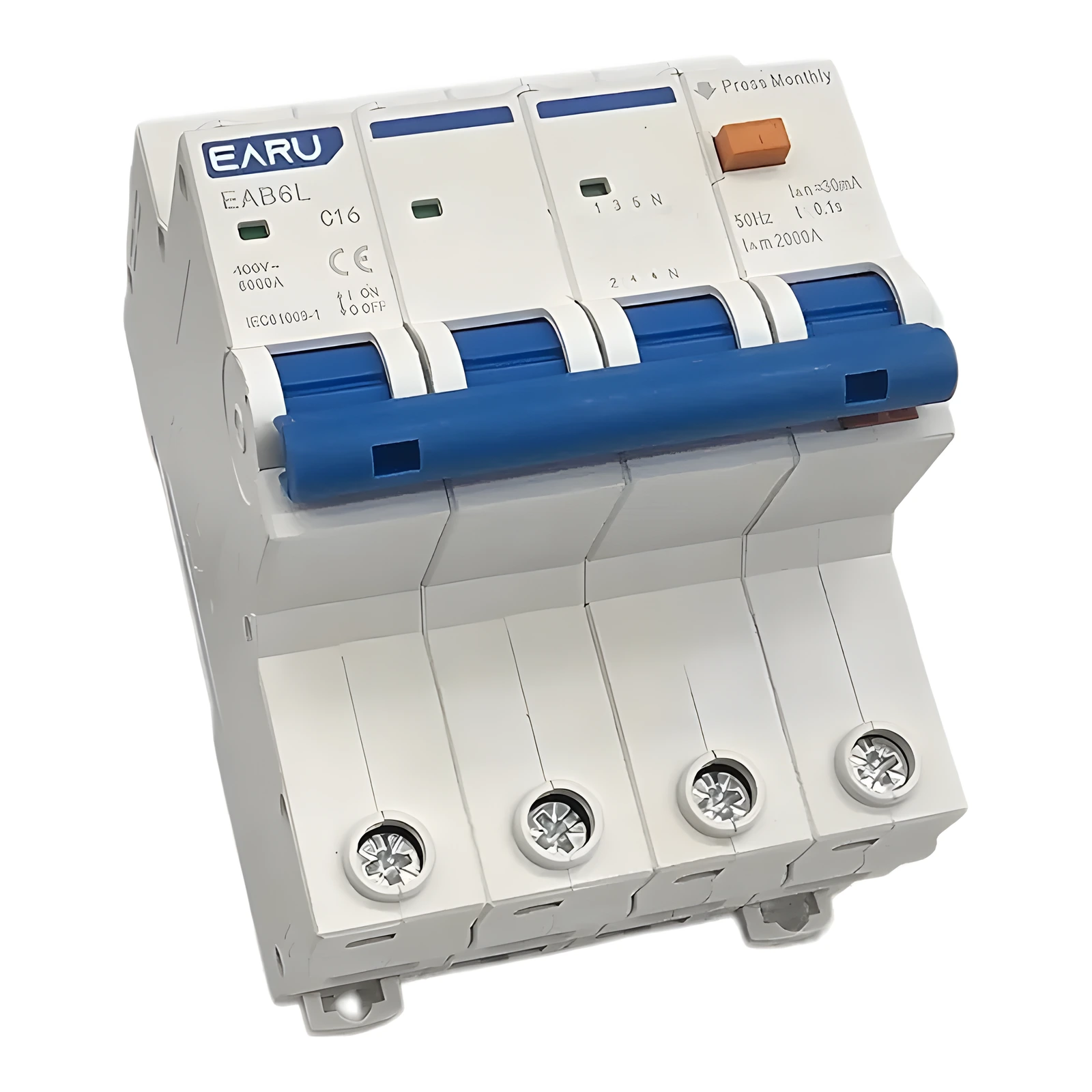 Four-pole breaker with blue linked operating lever