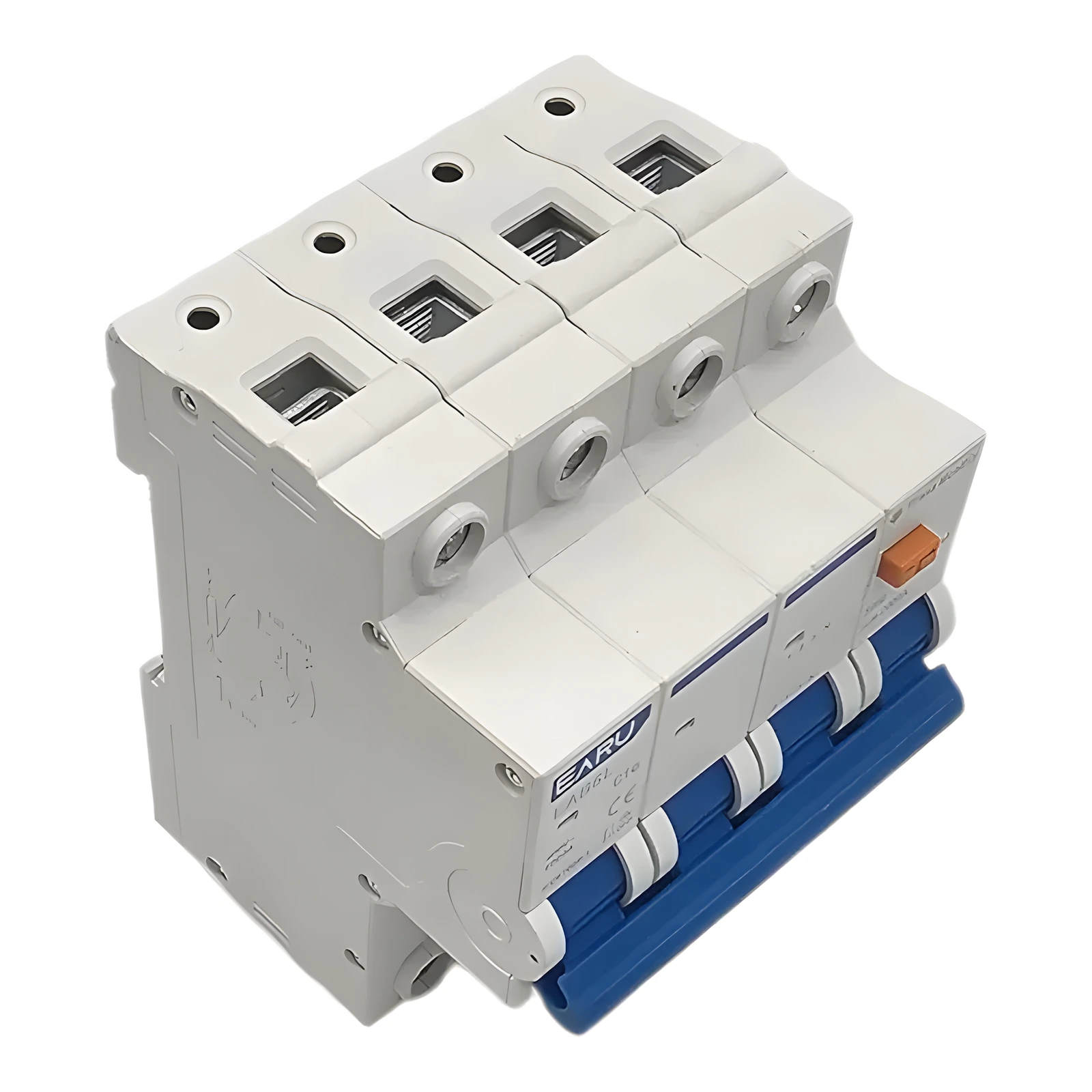 Angled view of four-pole circuit breaker