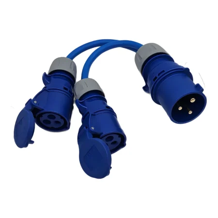 32 Amp plug to 2 x 16 Amp converter / splitter Cable