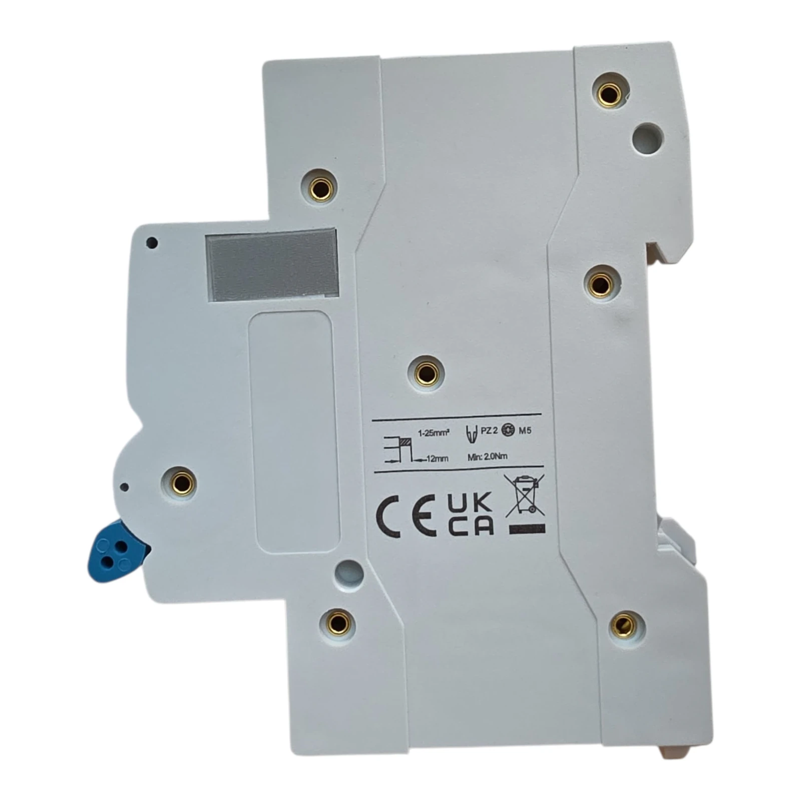 Side view of circuit breaker housing